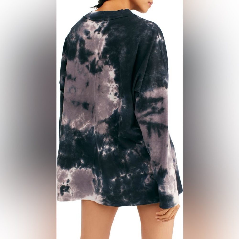 We The Free Women’s Black Grey Tie Dye Mock Neck Long Sleeve Top - Picture 2 of 13